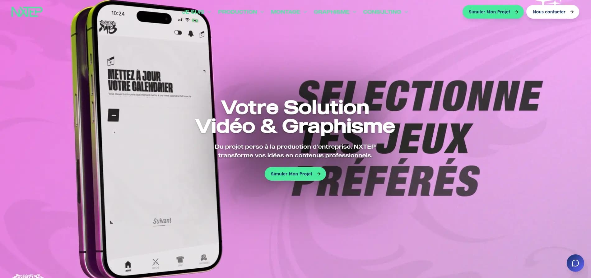 Aperçu du projet NXTEP - Site vitrine pour une agence de production créative travaillant avec les plus grands créateurs français.